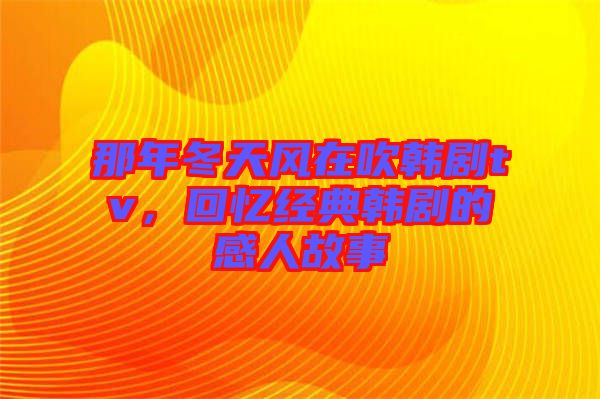 那年冬天風(fēng)在吹韓劇tv，回憶經(jīng)典韓劇的感人故事