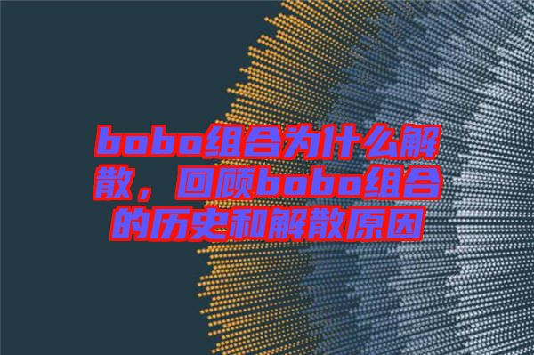 bobo組合為什么解散，回顧bobo組合的歷史和解散原因