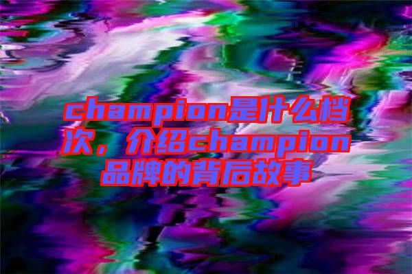 champion是什么檔次，介紹champion品牌的背后故事