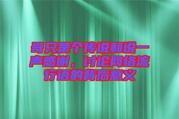 哥只是個(gè)傳說和說一聲感謝，討論網(wǎng)絡(luò)流行語的背后意義