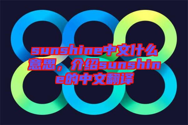 sunshine中文什么意思，介紹sunshine的中文翻譯