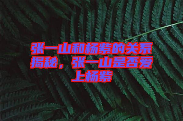 張一山和楊紫的關系揭秘，張一山是否愛上楊紫