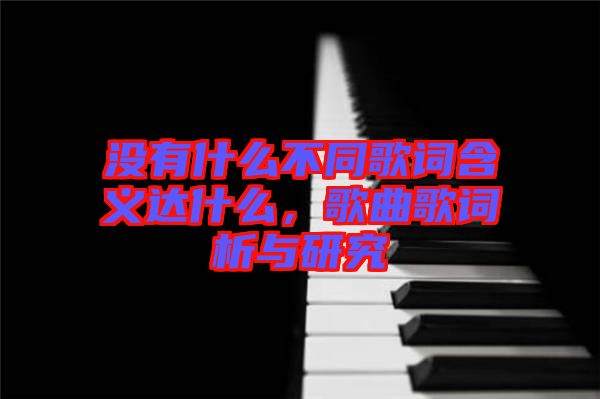 沒有什么不同歌詞含義達什么，歌曲歌詞析與研究