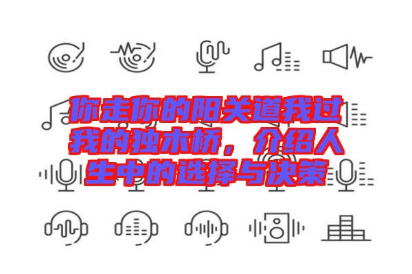 你走你的陽關(guān)道我過我的獨(dú)木橋，介紹人生中的選擇與決策