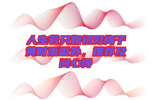 人生若只如初見梅子黃時(shí)雨番外，推薦及閱心得