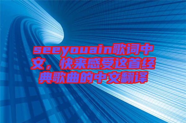 seeyouain歌詞中文，快來感受這首經(jīng)典歌曲的中文翻譯