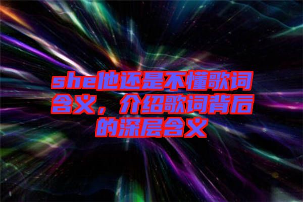 she他還是不懂歌詞含義，介紹歌詞背后的深層含義