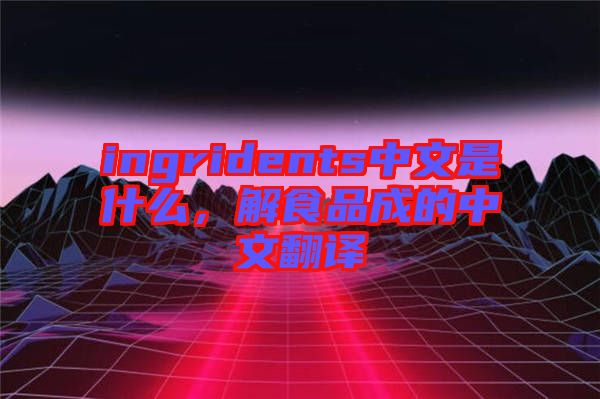 ingridents中文是什么，解食品成的中文翻譯