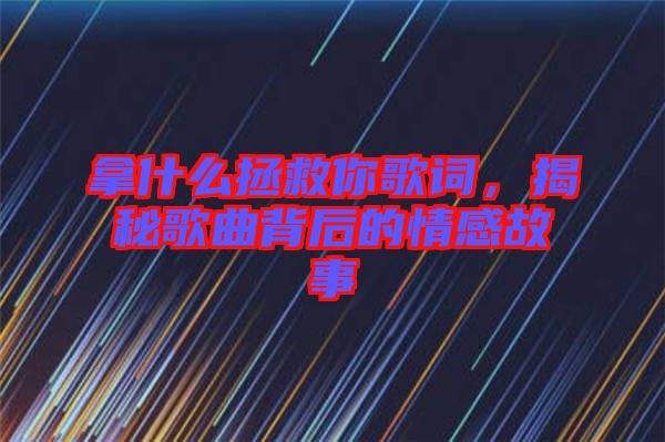 拿什么拯救你歌詞，揭秘歌曲背后的情感故事