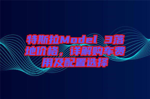 特斯拉Model 3落地價格，詳解購車費用及配置選擇