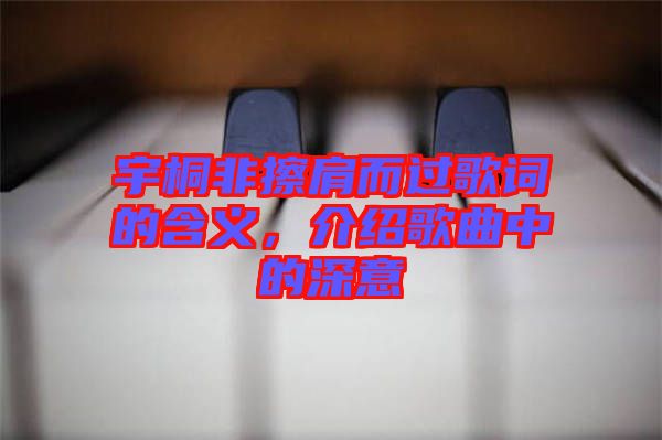 宇桐非擦肩而過(guò)歌詞的含義，介紹歌曲中的深意