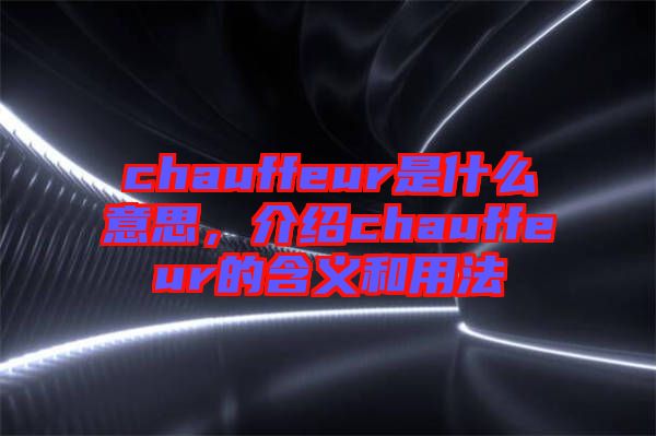 chauffeur是什么意思，介紹chauffeur的含義和用法