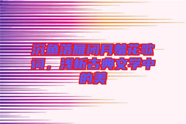 沉魚(yú)落雁閉月羞花歌詞，淺析古典文學(xué)中的美