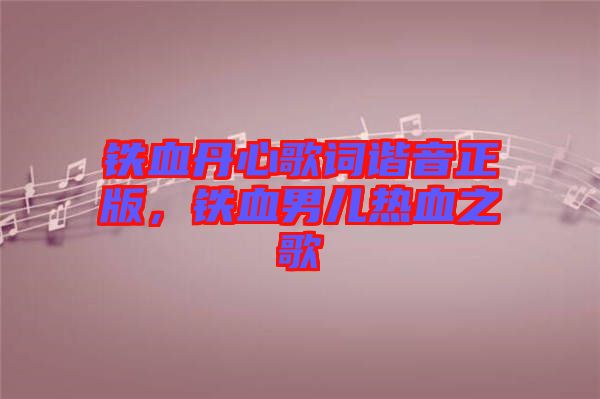 鐵血丹心歌詞諧音正版，鐵血男兒熱血之歌