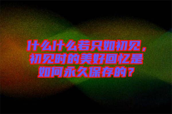 什么什么若只如初見，初見時的美好回憶是如何永久保存的？