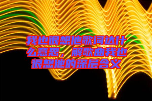 我也很想他歌詞達(dá)什么意思，解歌曲我也很想他的深層含義