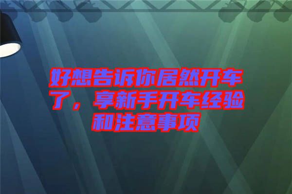 好想告訴你居然開車了，享新手開車經(jīng)驗和注意事項