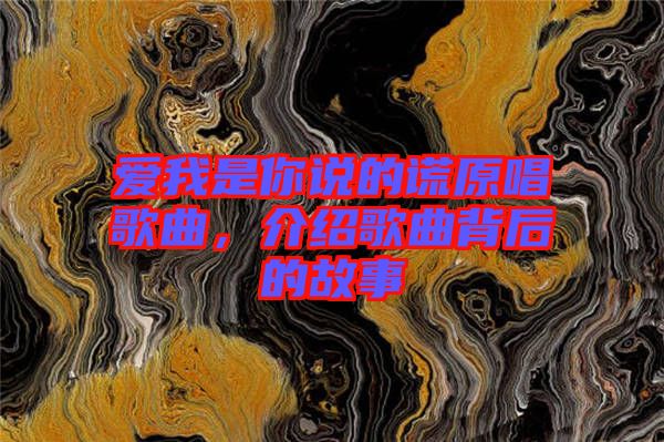 愛我是你說的謊原唱歌曲，介紹歌曲背后的故事