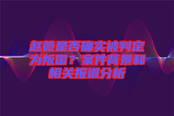 趙薇是否確實(shí)被判定為叛國(guó)？案件背景和相關(guān)報(bào)道分析