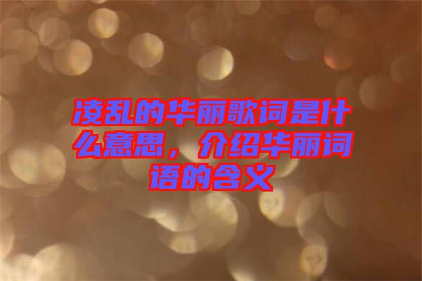 凌亂的華麗歌詞是什么意思，介紹華麗詞語(yǔ)的含義