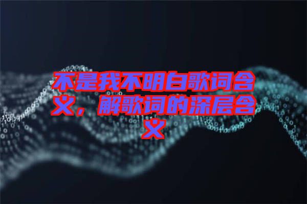 不是我不明白歌詞含義，解歌詞的深層含義