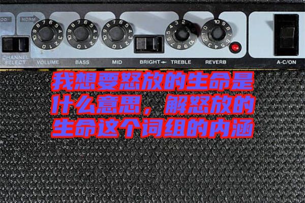 我想要怒放的生命是什么意思，解怒放的生命這個詞組的內(nèi)涵