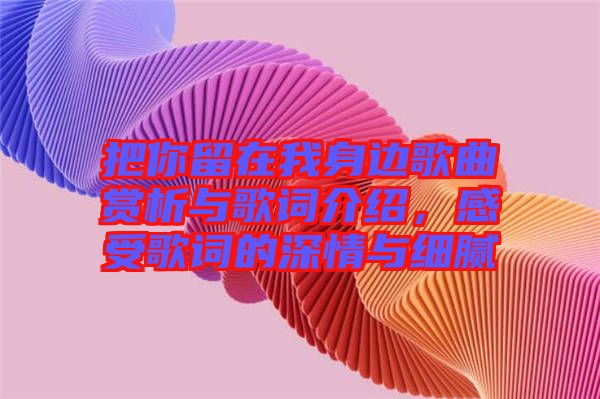 把你留在我身邊歌曲賞析與歌詞介紹，感受歌詞的深情與細膩