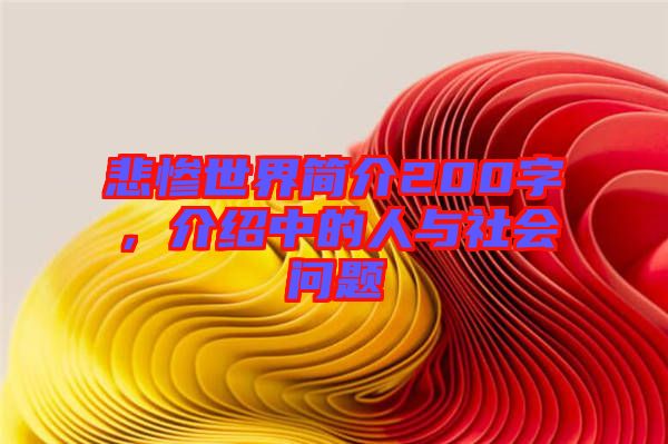 悲慘世界簡(jiǎn)介200字，介紹中的人與社會(huì)問題