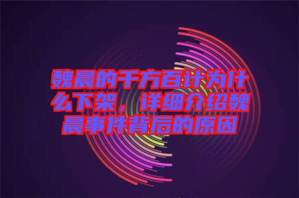 魏晨的千方百計(jì)為什么下架，詳細(xì)介紹魏晨事件背后的原因