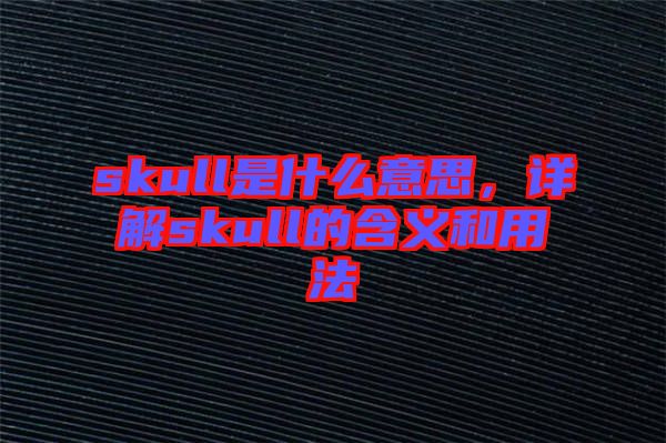 skull是什么意思，詳解skull的含義和用法