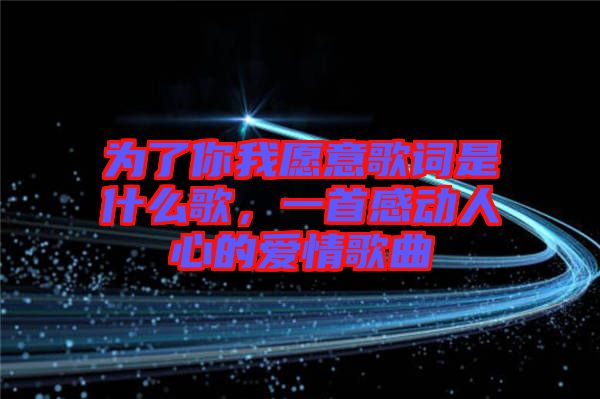 為了你我愿意歌詞是什么歌，一首感動人心的愛情歌曲