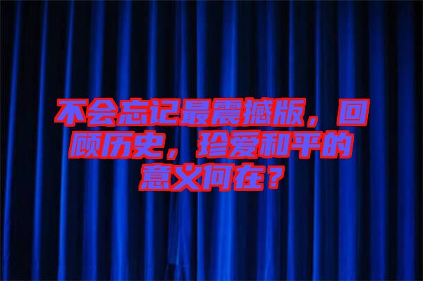 不會忘記最震撼版，回顧歷史，珍愛和平的意義何在？