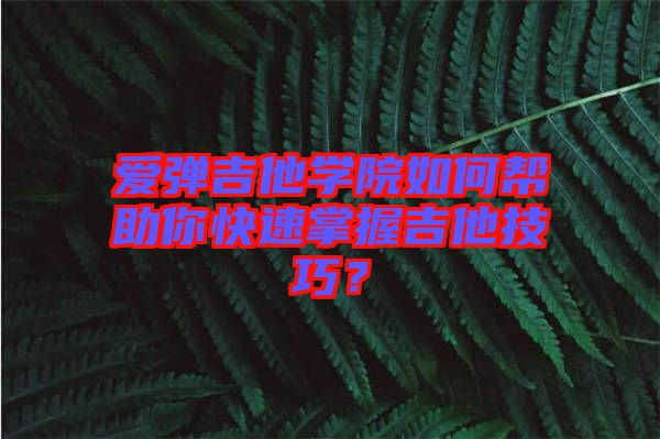 愛彈吉他學(xué)院如何幫助你快速掌握吉他技巧？