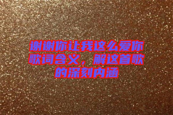 謝謝你讓我這么愛你歌詞含義，解這首歌的深刻內(nèi)涵