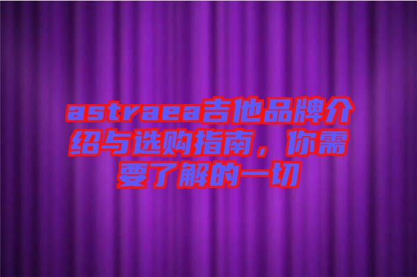 astraea吉他品牌介紹與選購(gòu)指南，你需要了解的一切