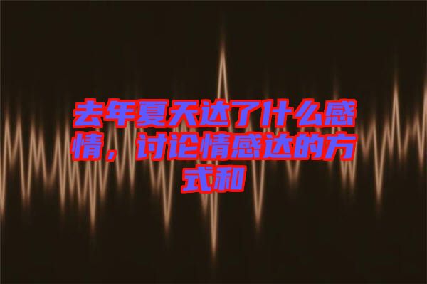 去年夏天達(dá)了什么感情，討論情感達(dá)的方式和