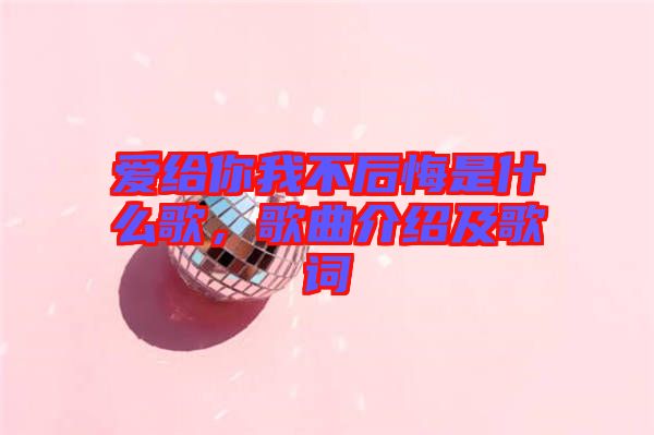 愛給你我不后悔是什么歌，歌曲介紹及歌詞