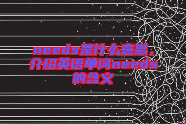 needs是什么意思，介紹英語單詞needs的含義