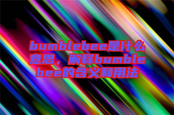 bumblebee是什么意思，解釋bumblebee的含義和用法