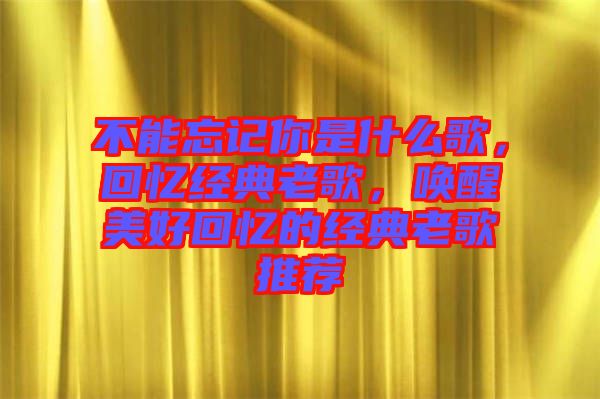 不能忘記你是什么歌，回憶經(jīng)典老歌，喚醒美好回憶的經(jīng)典老歌推薦