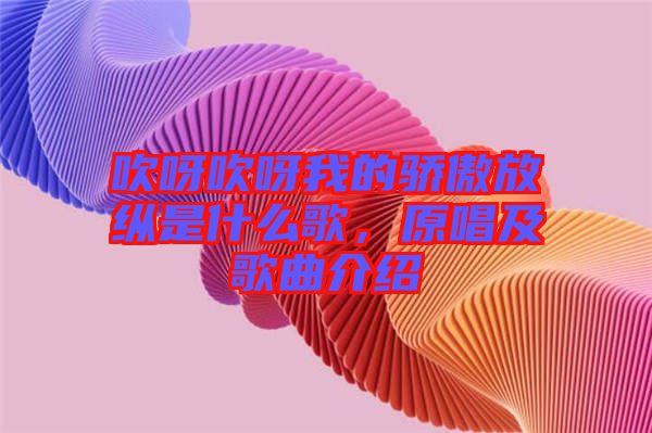 吹呀吹呀我的驕傲放縱是什么歌，原唱及歌曲介紹