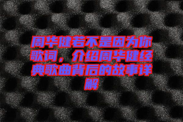 周華健若不是因?yàn)槟愀柙~，介紹周華健經(jīng)典歌曲背后的故事詳解