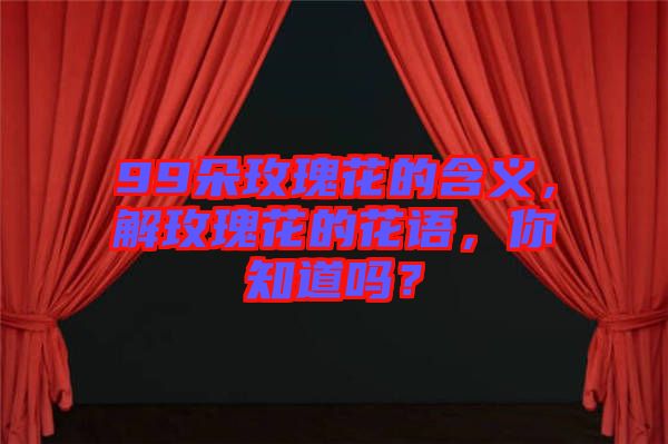 99朵玫瑰花的含義，解玫瑰花的花語(yǔ)，你知道嗎？