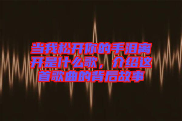 當(dāng)我松開你的手淚離開是什么歌，介紹這首歌曲的背后故事