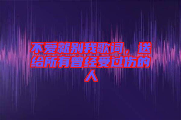 不愛(ài)就別我歌詞，送給所有曾經(jīng)受過(guò)傷的人