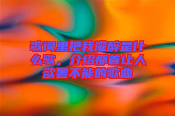 歌詞里把我灌醉是什么歌，介紹那首讓人欲罷不能的歌曲