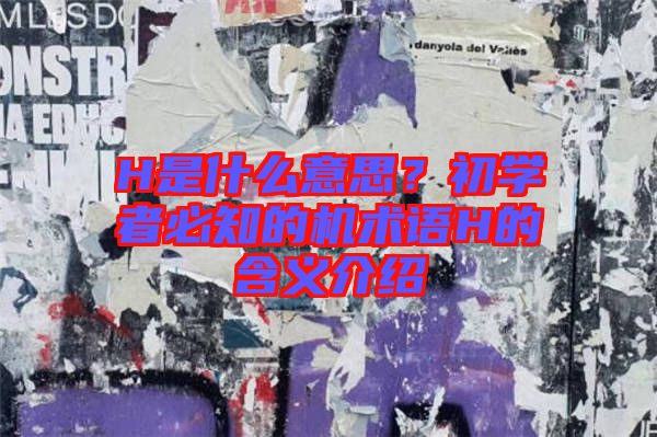 H是什么意思？初學者必知的機術(shù)語H的含義介紹