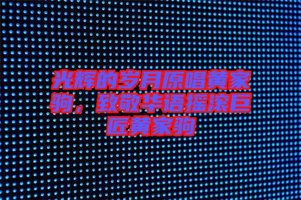 光輝的歲月原唱黃家駒，致敬華語搖滾巨匠黃家駒