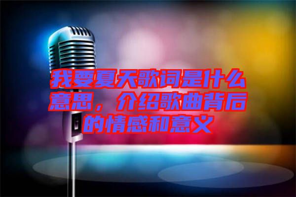 我要夏天歌詞是什么意思，介紹歌曲背后的情感和意義