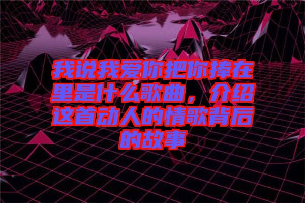 我說我愛你把你捧在里是什么歌曲，介紹這首動人的情歌背后的故事